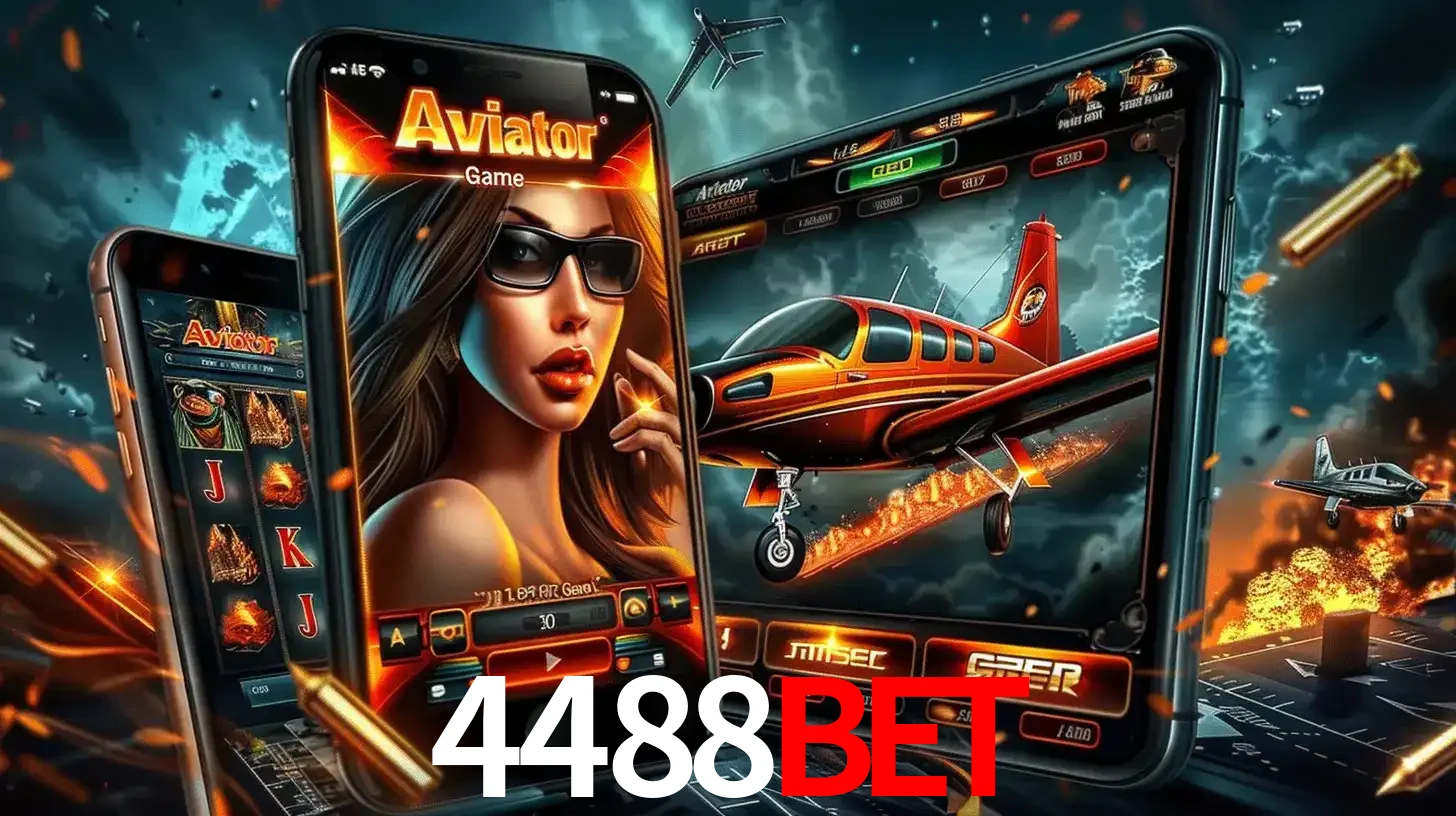 O popular jogo de apostas Aviator exibido em vários celulares e tablets, mostrando a interface emocionante e a ação de voo disponíveis para jogar agora no 4488bet.