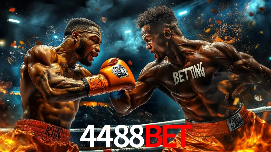 Dois boxeadores em uma luta intensa e explosiva, representando a adrenalina e as oportunidades de apostas em esportes de combate disponíveis na plataforma 4488bet.
