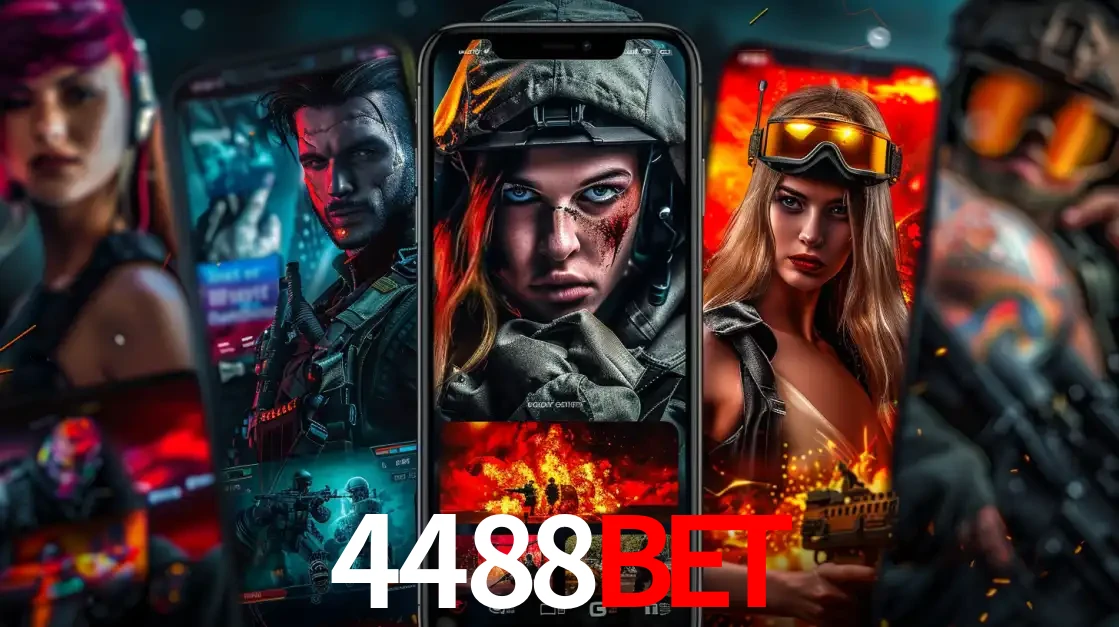Montagem de telas de celular mostrando diversos personagens, masculinos e femininos, de um jogo de tiro, ilustrando a diversidade de equipes de e-sports para apostar no 4488bet.