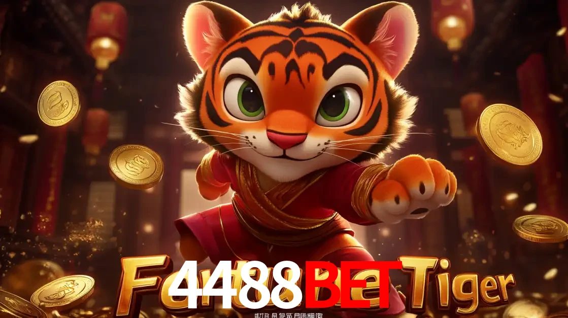 O carismático mascote do jogo de slot Fortune Tiger, um tigre fofo em pose de artes marciais, pronto para trazer sorte e multiplicadores de ganhos no cassino online 4488bet.