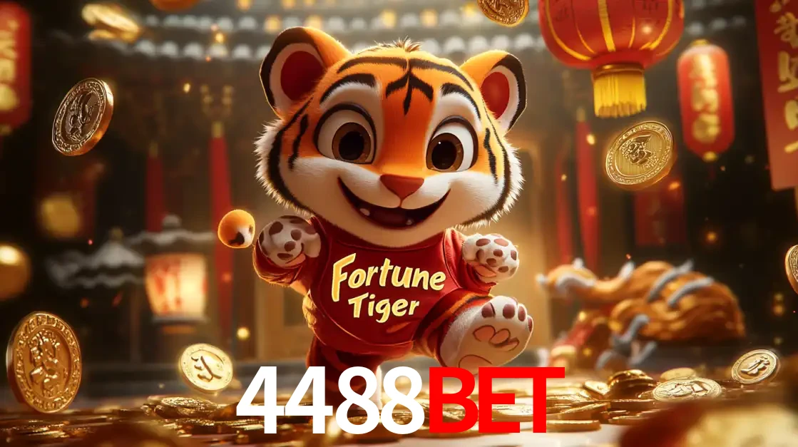 O alegre personagem do Fortune Tiger correndo sobre um caminho de moedas de ouro, simbolizando os grandes prêmios e a diversão do popular jogo de slot do 4488bet.